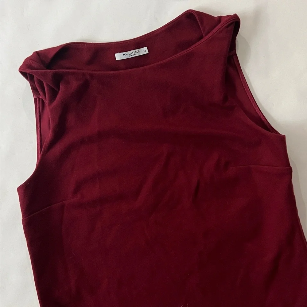 M.M. Lafleur Sadie 2.0 Maroon Red Classy Twist Shoulder Blouse Top XS - Picture 6 of 9